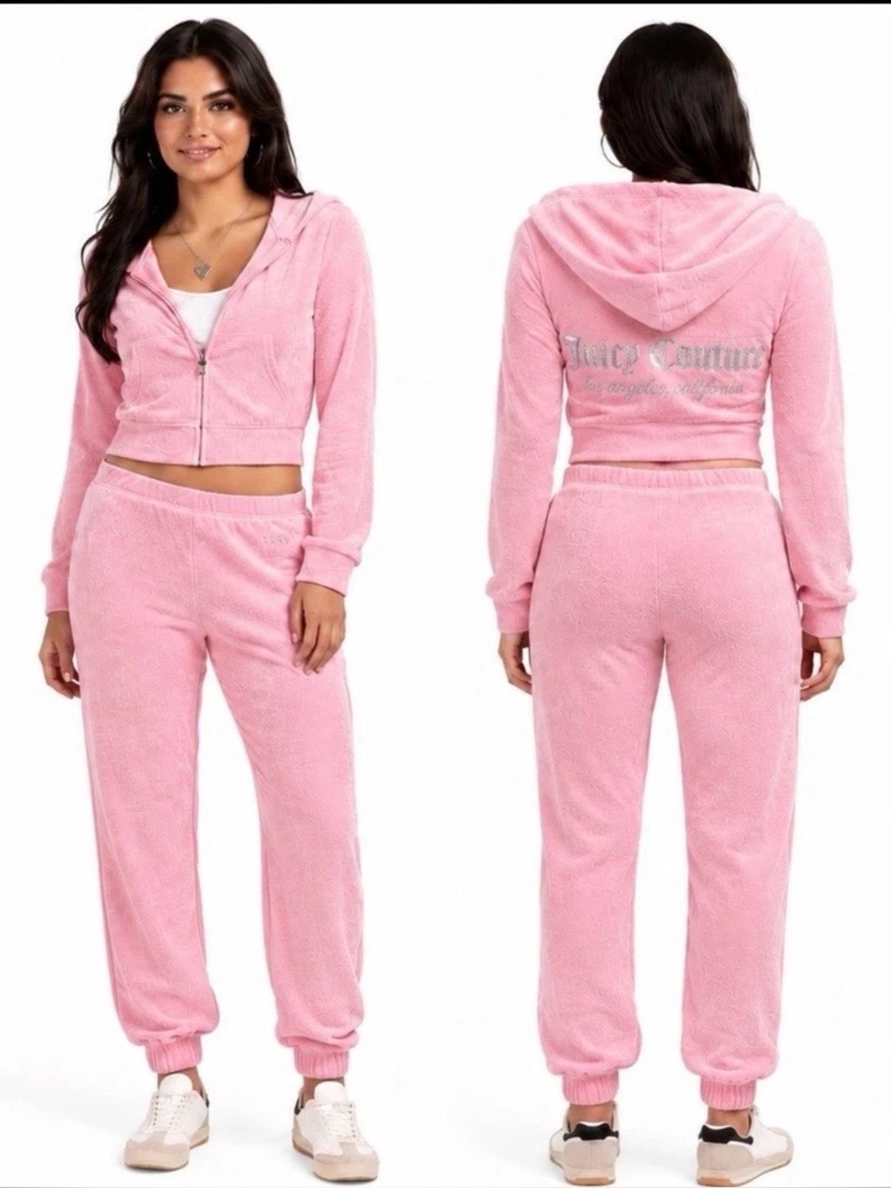 Juicy Couture Bright Pink Velour Hoodie and wJoggers Set